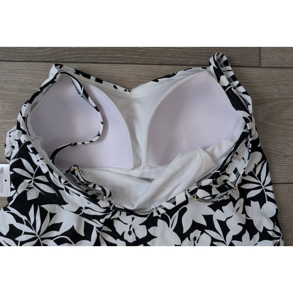 NWT Lands End Women Chlorine Resistant Sweetheart Swimdress Black Floral Size 8 - Picture 6 of 7